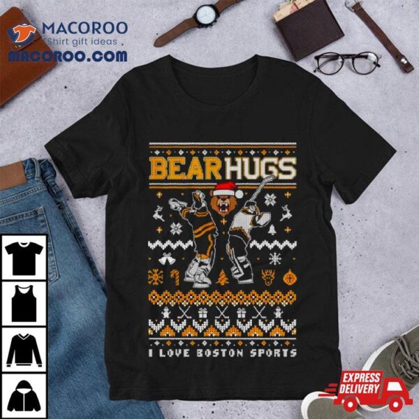 Bear Hug I Love Boston Sports Ugly Christmas Shirt