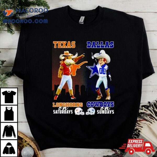 Bevo Texas Longhorns On Saturdays Rowdy Dallas Cowboys On Sundays T Shirt