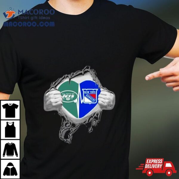 Blood Inside Me New York Jets And New York Rangers It’s In My Heart Shirt