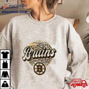 Boston Bruins Nhl Personalized Leopard Print Logo Tshirt