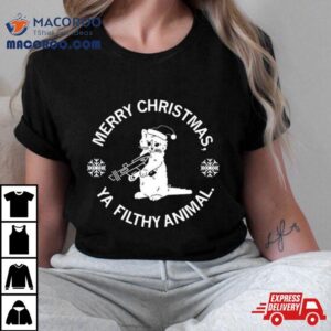 Cat Santa Merry Christmas Ya Filthy Animal Tshirt