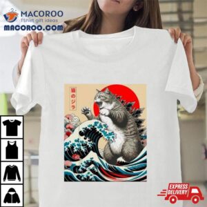 Catzilla Cat Japanese Art Funny Ca Tshirt