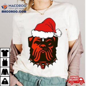 Christmas Holiday Clevland Browns Santa Logo Tshirt