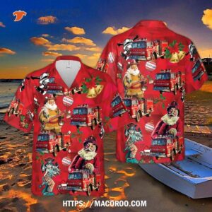 Classic Old Ford C Model Fire Truck Christmas Hawaiian Shirt