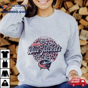 Columbus Blue Jackets Nhl Personalized Leopard Print Logo Tshirt