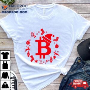 Crypto Hunters Christmas Bitcoin Santa Hat Tshirt