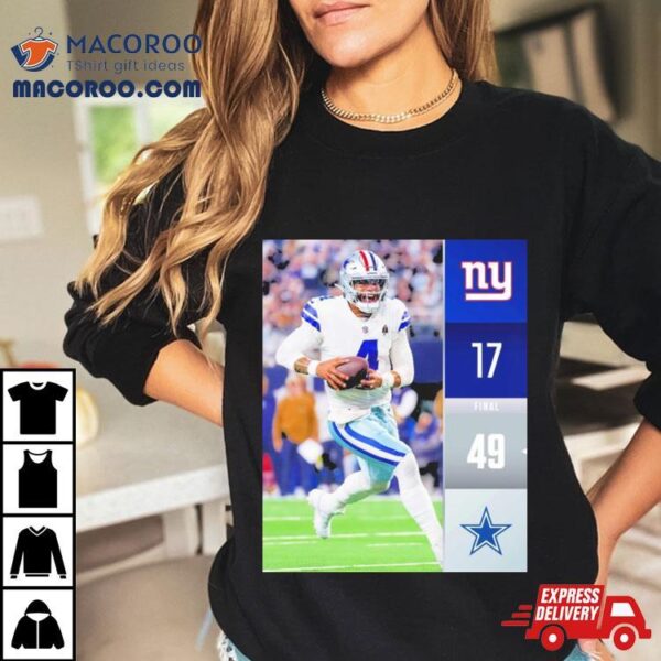 Dallas Cowboys Wins 49 17 New York Giants Nfl 2023 Game Final Score Shirt