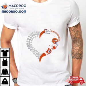 Denver Broncos Football Heart Helmet Logo Gift Tshirt