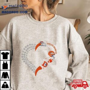 Denver Broncos Football Heart Helmet Logo Gift Tshirt