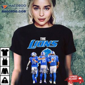 Detroit Lions St Brown Goff And Hutchinson Signatures Tshirt