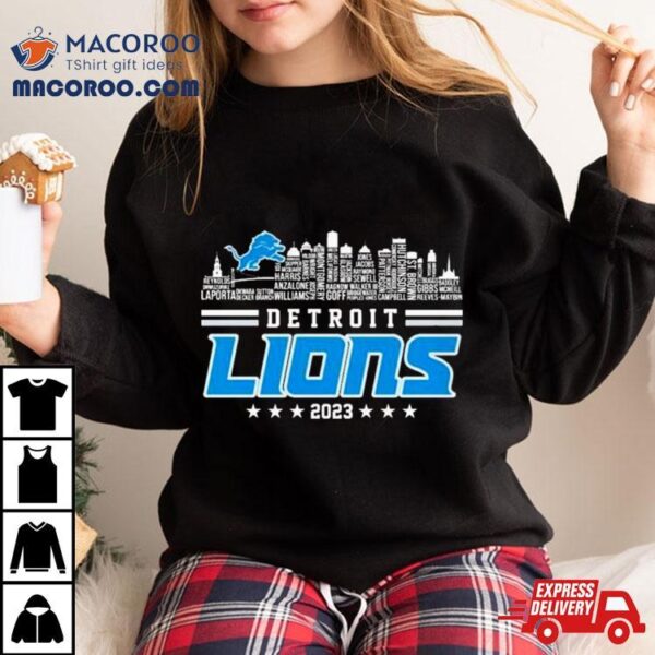 Detroit Lions 2023 Skyline Players Name Shirt