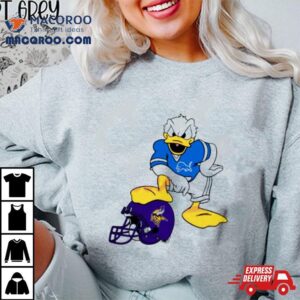 Detroit Lions Donald Duck And Minnesota Vikings Helmet Football Tshirt