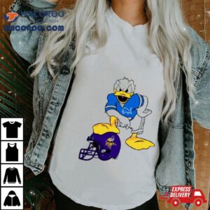 Detroit Lions Donald Duck And Minnesota Vikings Helmet Football Tshirt