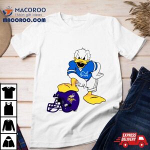 Detroit Lions Donald Duck And Minnesota Vikings Helmet Football Tshirt