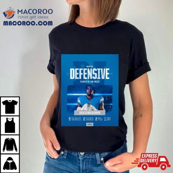 Detroit Lions Ifeatu Melifonwu Nfc Defensive Player Of The Week T Shirt