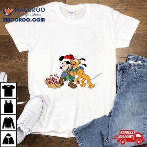 Disney Pluto And Mickey Christmas Tshirt