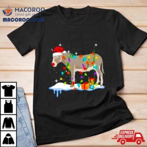 Donkey Santa Hat Merry Christmas Lights Shirt