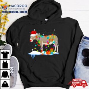 Donkey Santa Hat Merry Christmas Lights Tshirt