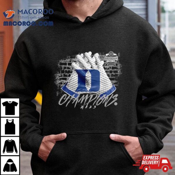 Duke Blue Devils 2023 76 Birmingham Bowl Champions Gloves Shirt