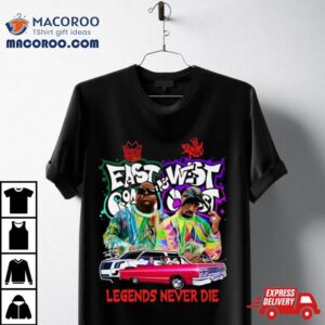 East Coast And West Coast Hip Hop Legend Never Die Signatures Tshirt