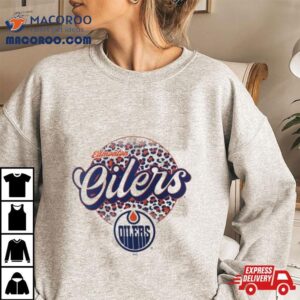 Edmonton Oilers Nhl Personalized Leopard Print Logo Tshirt