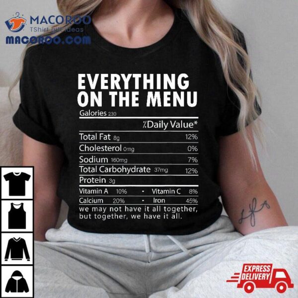 Everything On The U Nutrition Facts Thanksgiving Food Shirt