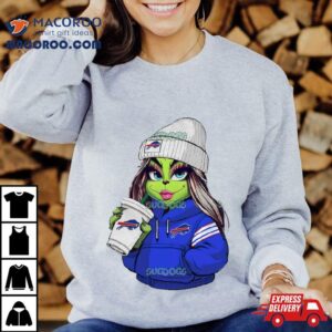 Female Grinch Girl Buffalo Bills Drink Coffee Shirt