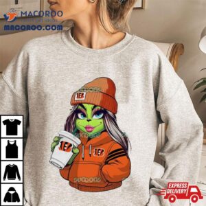 Female Grinch Girl Cincinnati Bengals Drink Coffee Shirt