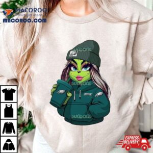 Female Grinch Girl Philadelphia Eagles Drink Coffee Shirt