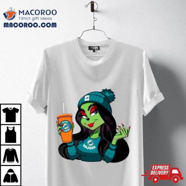 Female Grinch Miami Dolphins Football Team Shirt