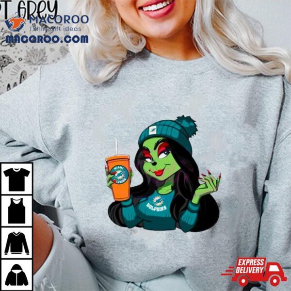 Female Grinch Miami Dolphins Football Team Shirt