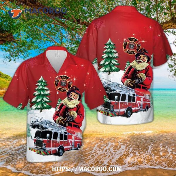 Firefighter Fire Truck Christmas Hawaiian Shirt