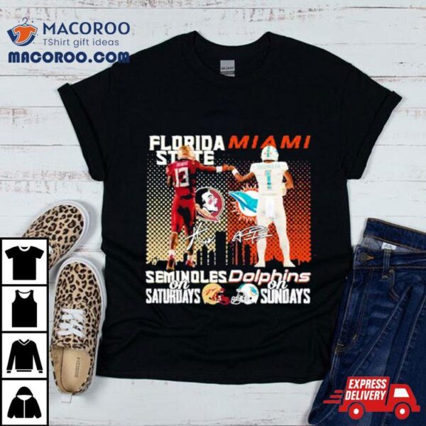 Florida State Seminoles On Saturdays Miami Dolphins On Sunday Signature Shirt