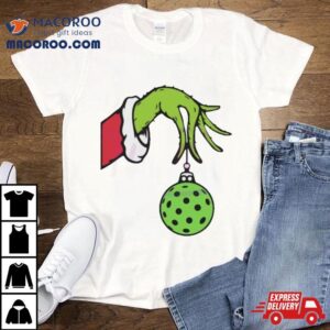 Funny Christmas Pickleball Grinch Hand Tshirt