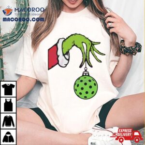 Funny Christmas Pickleball Grinch Hand Tshirt