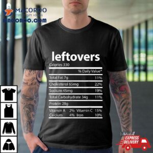 Funny Leftovers Family Thanksgiving Nutrition Facts Food Shirt