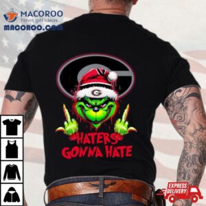 Georgia Bulldogs Grinch Santa Middle Finger Haters Gonna Hate Shirt