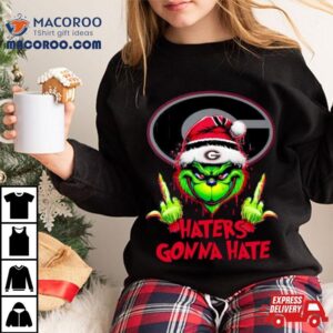 Georgia Bulldogs Grinch Santa Middle Finger Haters Gonna Hate Tshirt