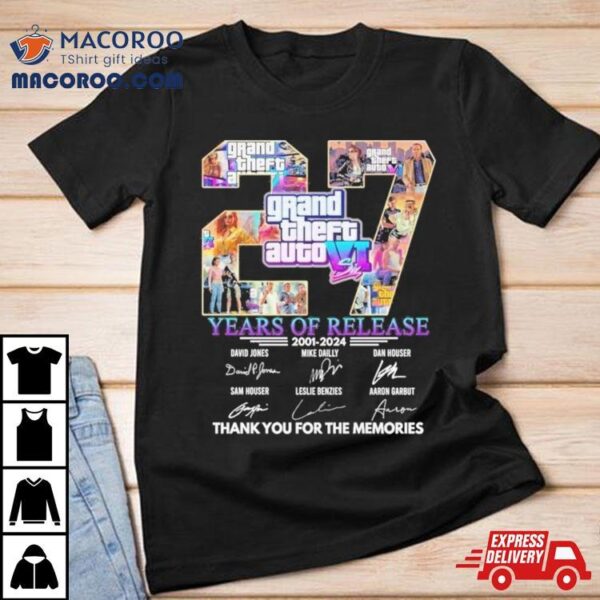 Grand Theft Auto Vi 27 Years Of Release 2001 – 2024 Thank You For The Memories T Shirt