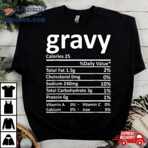 Gravy Nutrition Facts Funny Thanksgiving Christmas Food Tshirt