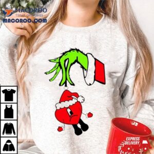 Grinch Hand Holding Bad Bunny Xmas Tshirt