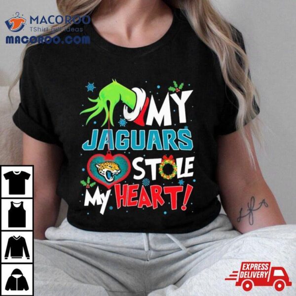 Grinch Hand My Jacksonville Jaguars Stole My Heart Christmas Shirt