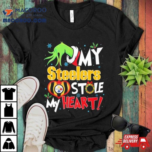 Grinch Hand My Pittsburgh Steelers Stole My Heart Christmas Shirt