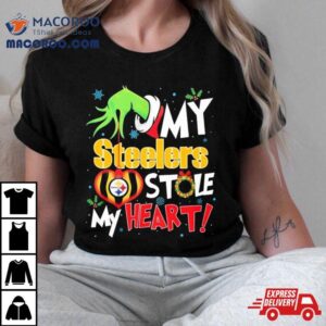 Grinch Hand My Pittsburgh Steelers Stole My Heart Christmas Tshirt