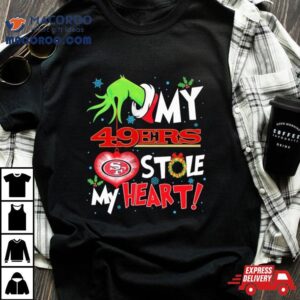 Grinch Hand My San Francisco 49ers Stole My Heart Christmas Shirt