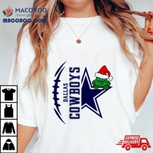 Grinch Hiding Behind Dallas Cowboys Logo Tshirt