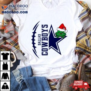 Grinch Hiding Behind Dallas Cowboys Logo Tshirt