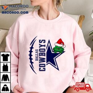 Grinch Hiding Behind Dallas Cowboys Logo Tshirt