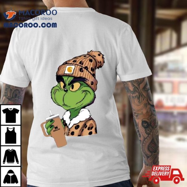 Grinch Leopard Boujee Cartoon And Stanley Shirt