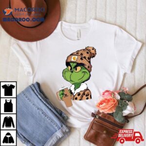 Grinch Leopard Boujee Cartoon And Stanley Tshirt